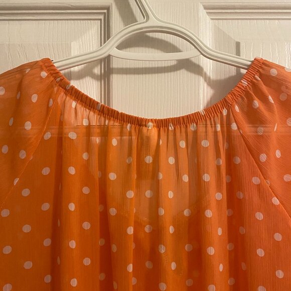 NOBO Translucent Orange Peach Blouse with Polka Dots and Bow Size S - Picture 8 of 8